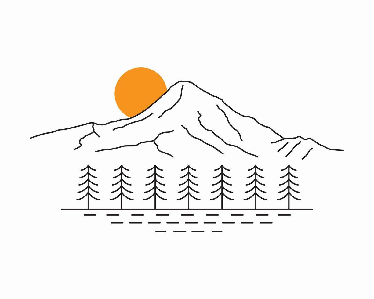 Mt Hood Portland Oregon in simply mono line vector illustration