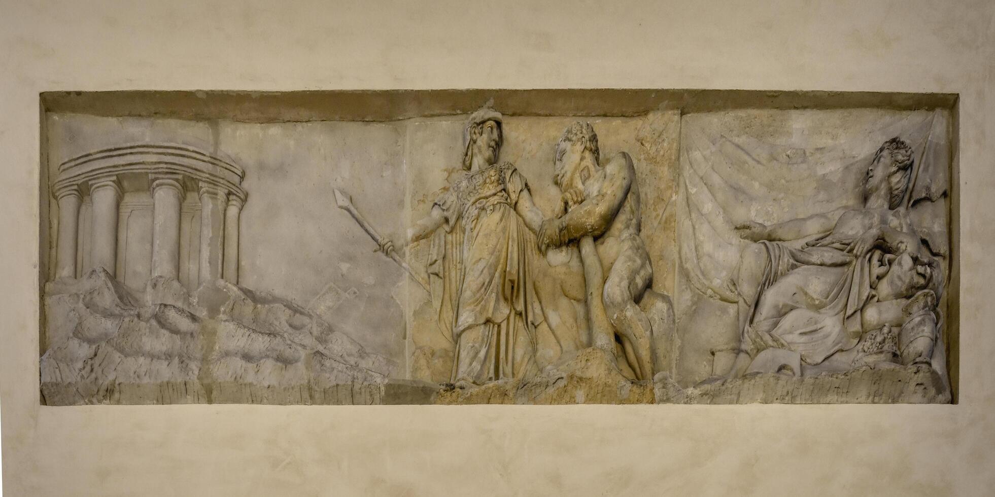 Berlin, Germany, 2021 - Bas relief depicting scenes from Greek mythology, Brandenburg Gate, Pariser Square, Unter den Linden, Berlin, Germany photo