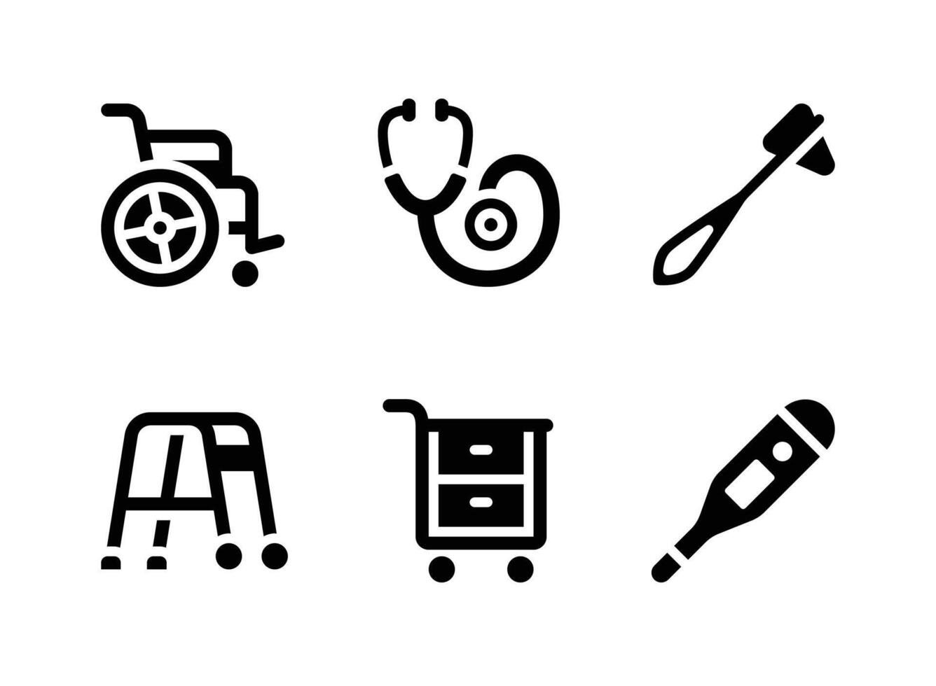 Simple Set of Medical Equipment Vector Solid Icons