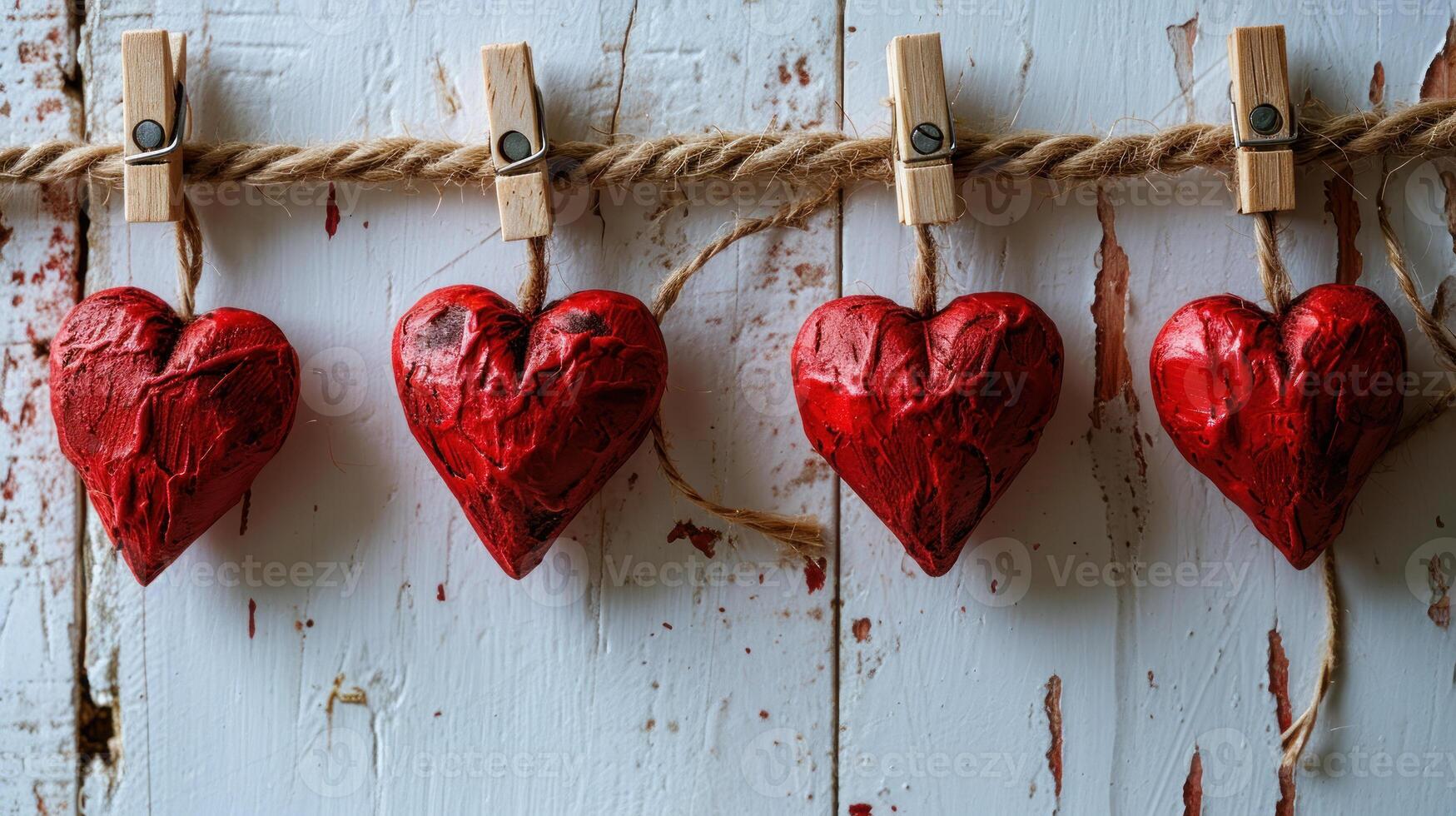 AI generated Rustic Love Hearts on a String photo