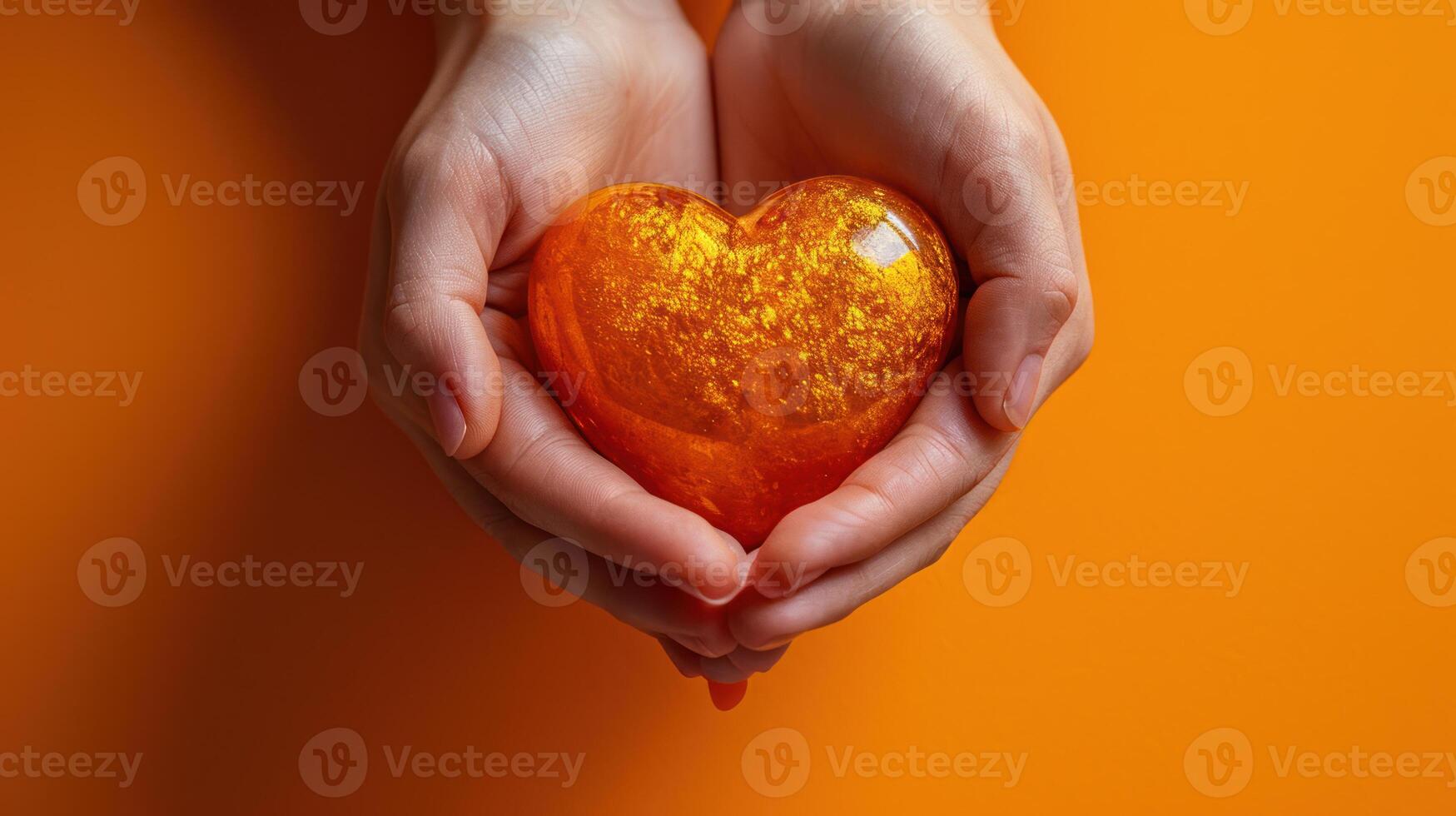 AI generated Warm Embrace Holding a Glittering Heart photo