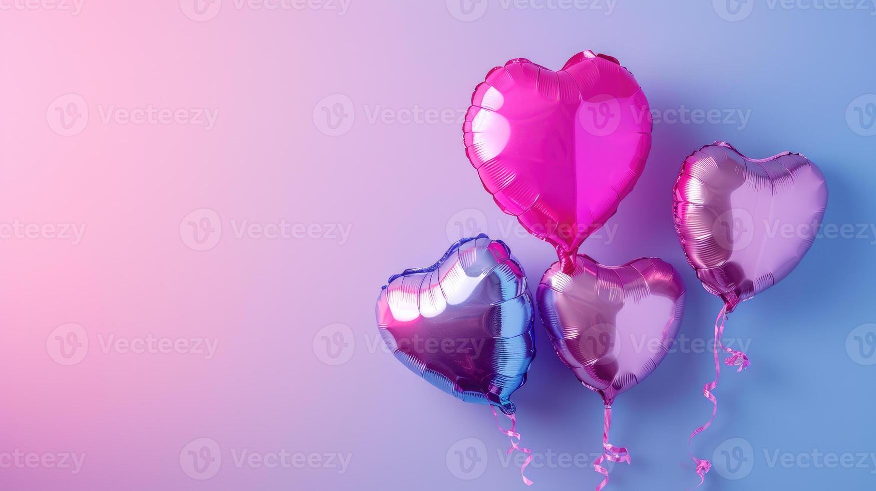 AI generated Heart-Shaped Balloons on Gradient Background photo