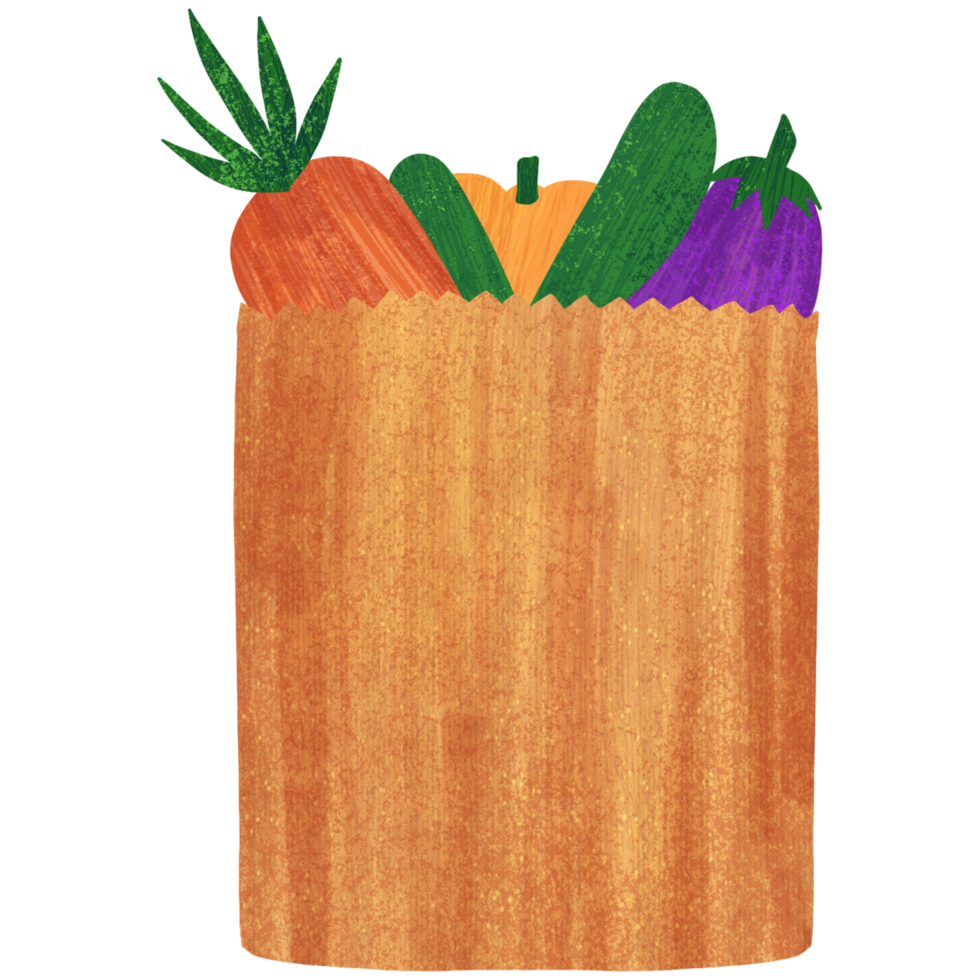 ai generado un bolso de vegetales en un papel bolso png