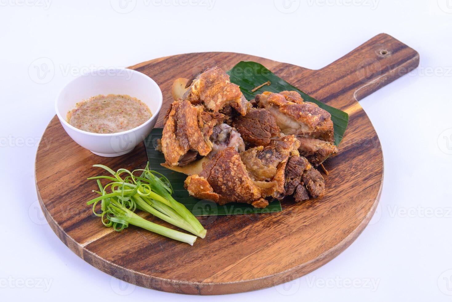 Deep fried Pork Knuckle on white background. photo