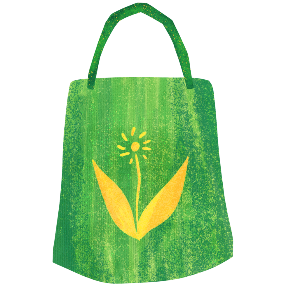 AI generated a green bag with a yellow flower on it png