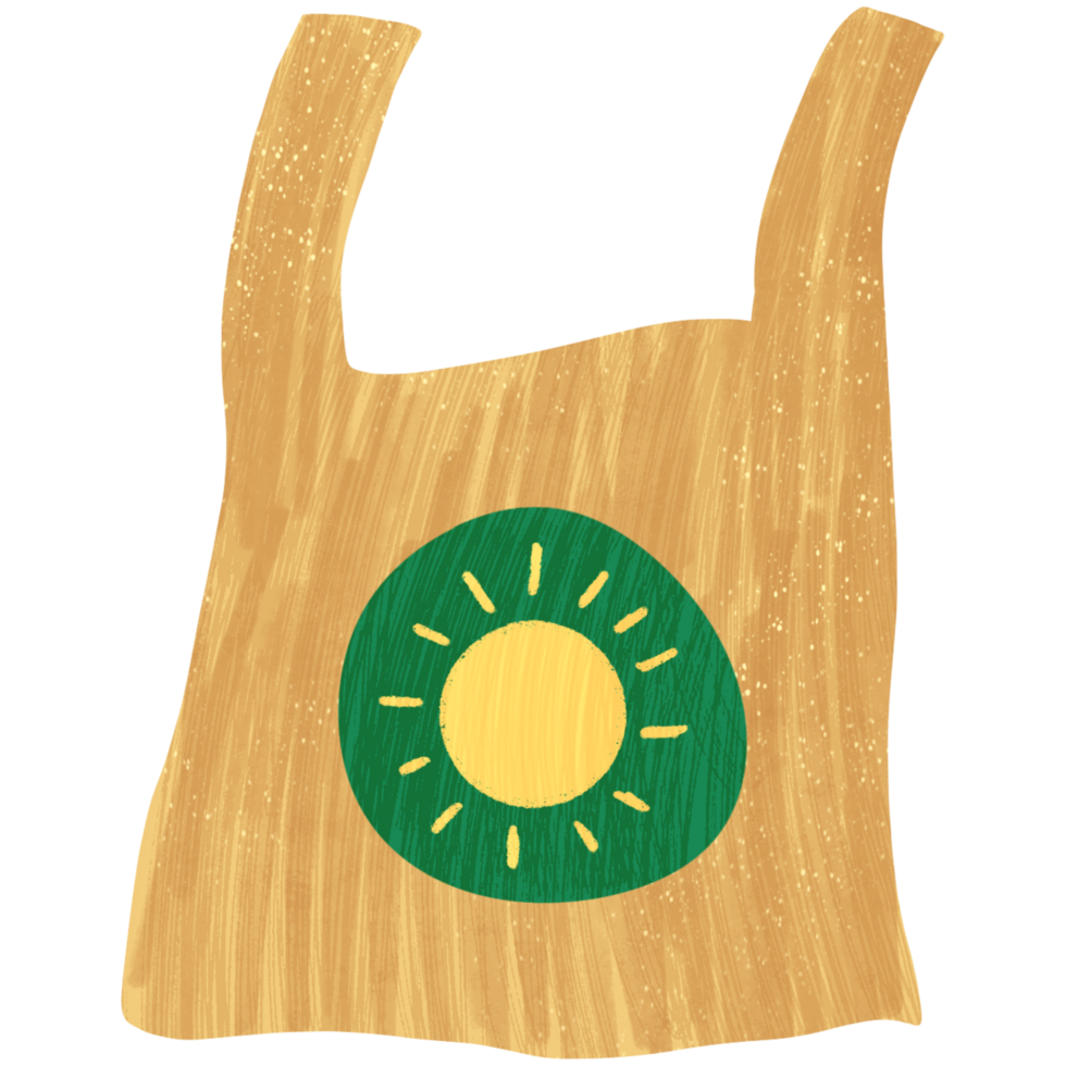 AI generated a bag with a sun on it, with a green and yellow sun png