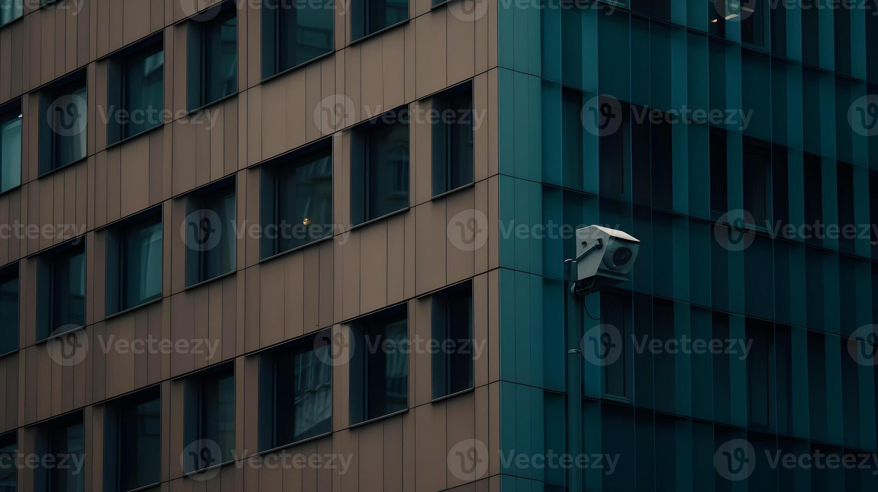 AI generated Close-up of a CCTV camera. Constantly tracking people or social security concept photo