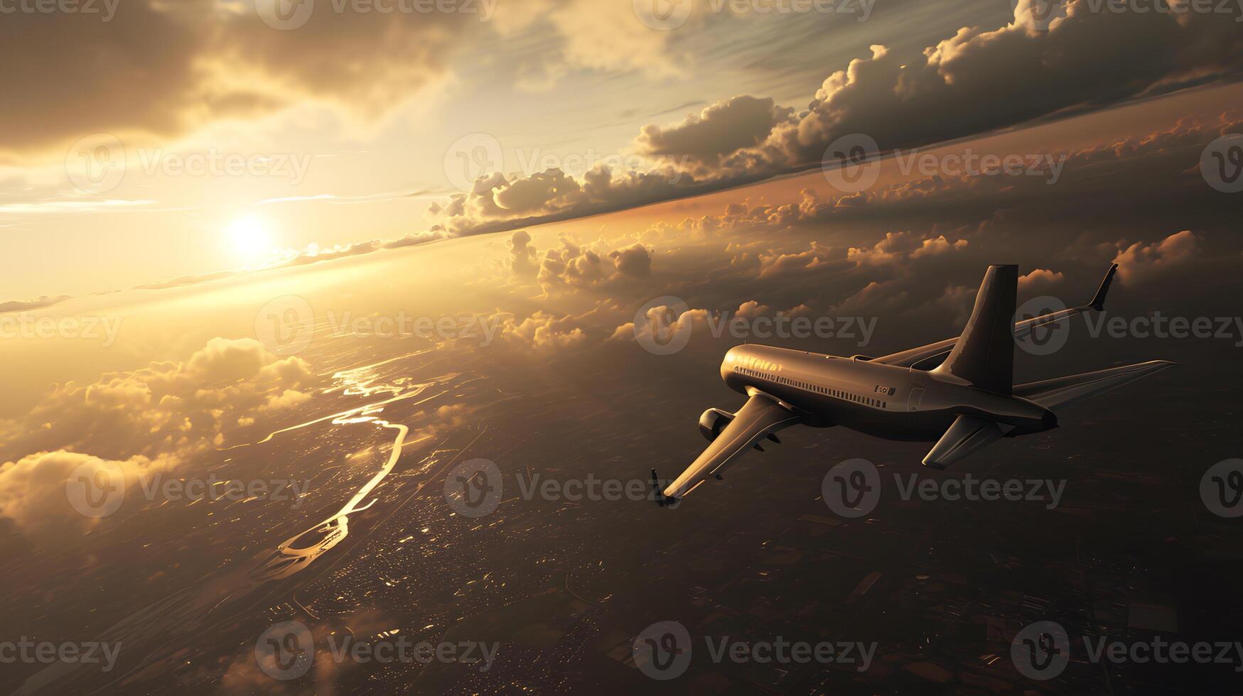 AI generated Beautiful photo of airplane on sunset symbolizing freedom of movement. Concept of air transportation