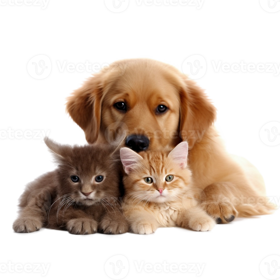 AI generated Cats and dog friends isolated on transparent background, created with generative AI png