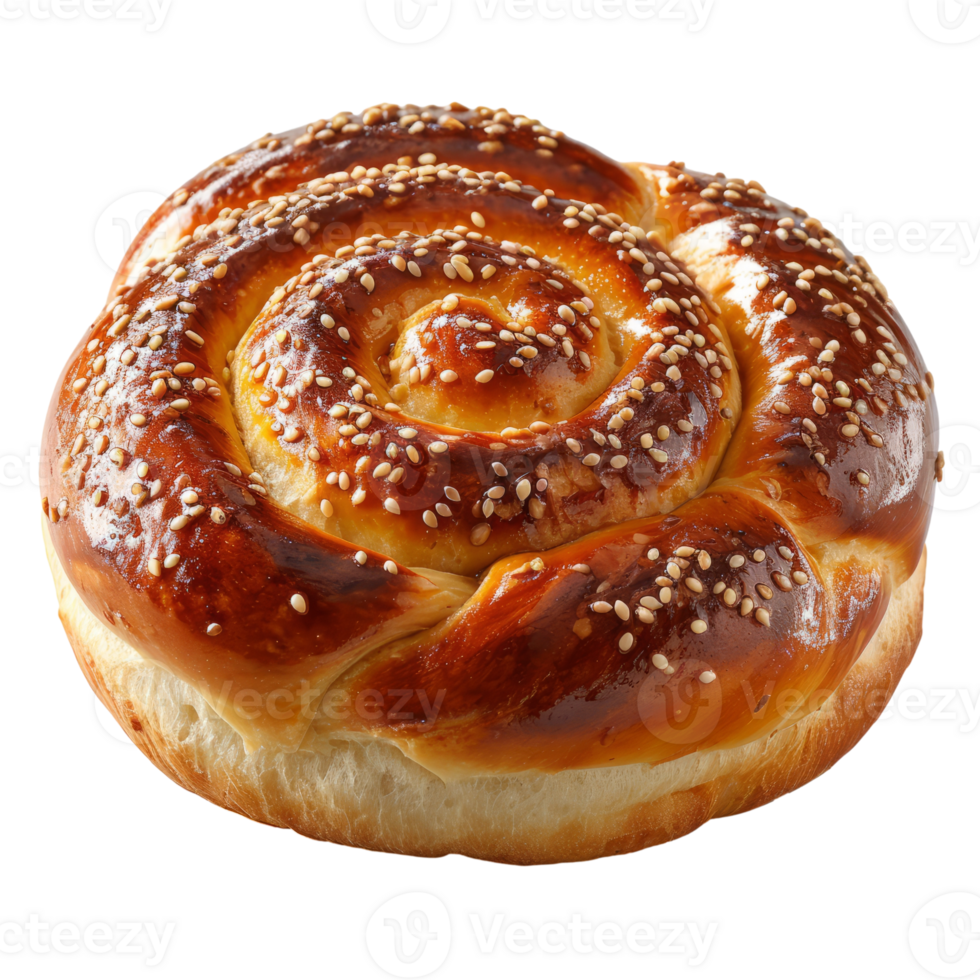 AI generated Golden Braided Challah Bread Adorned With Sesame Seeds. Generative AI. png