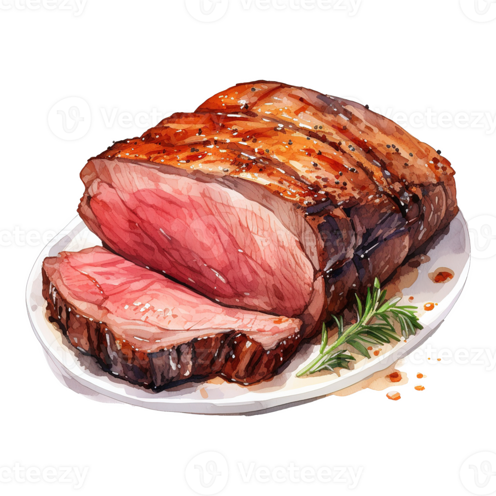 AI generated Roasted Prime Rib, Foods Illustration. Watercolor Style. AI Generated png