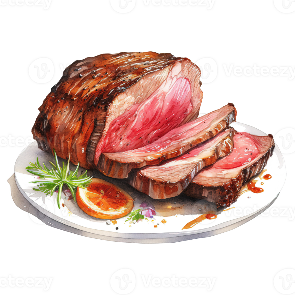 AI generated Roasted Prime Rib, Foods Illustration. Watercolor Style. AI Generated png