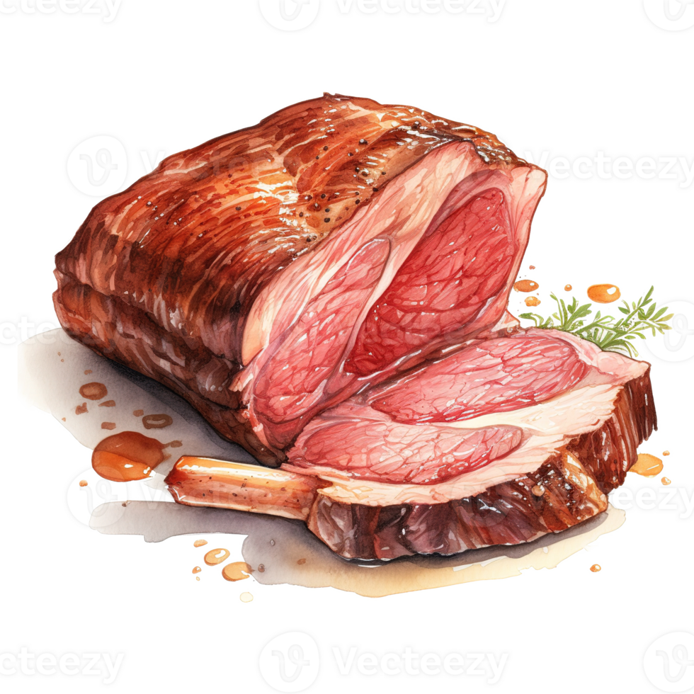 AI generated Roasted Prime Rib, Foods Illustration. Watercolor Style. AI Generated png