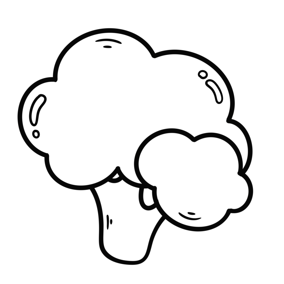 Outline doodle drawing of a broccoli png