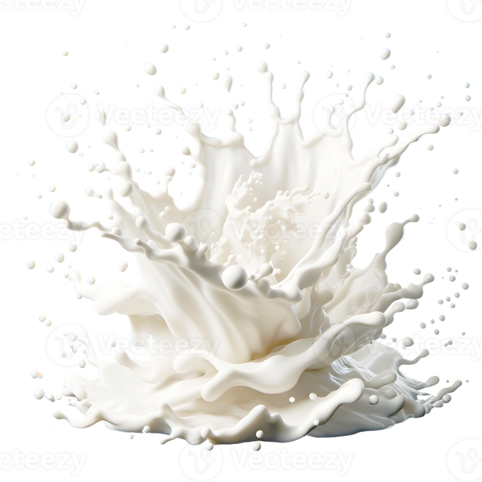 AI generated Milk Splash with Droplets, PNG Transparent BG