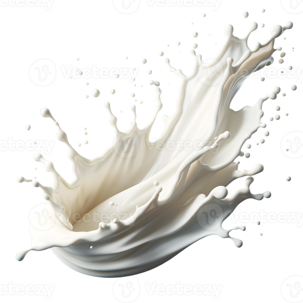 AI generated Milk Splash with Droplets, PNG Transparent BG