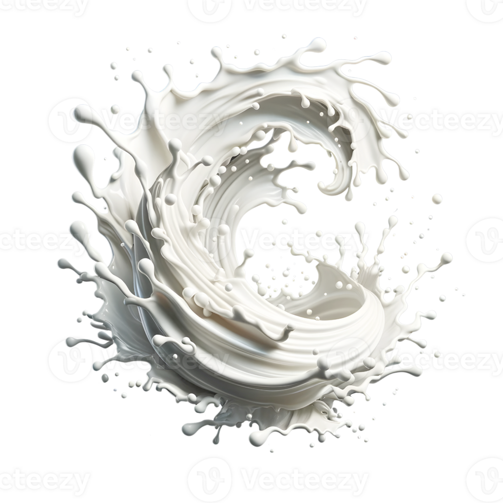 AI generated Milk Splash with Droplets, PNG Transparent BG