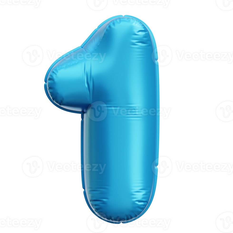 Number 1 Balloon 3D Icon Illustrations png