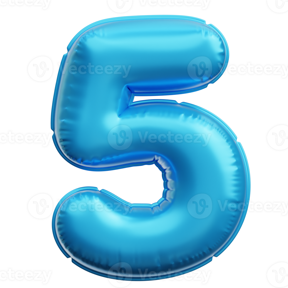 Number 5 Balloon 3D Icon Illustrations png