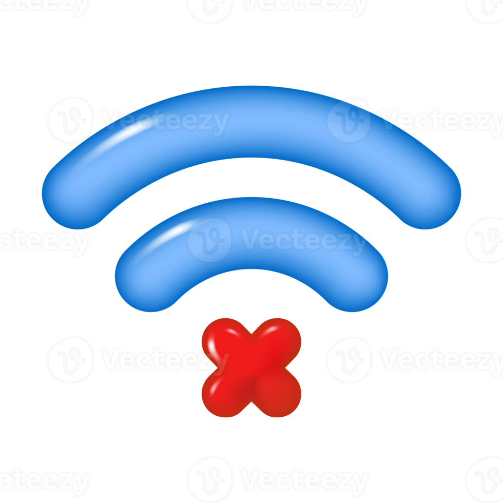 3d icon of crossed out WIFI, isolated on a transparent background. Wireless Internet connection is prohibited. PNG