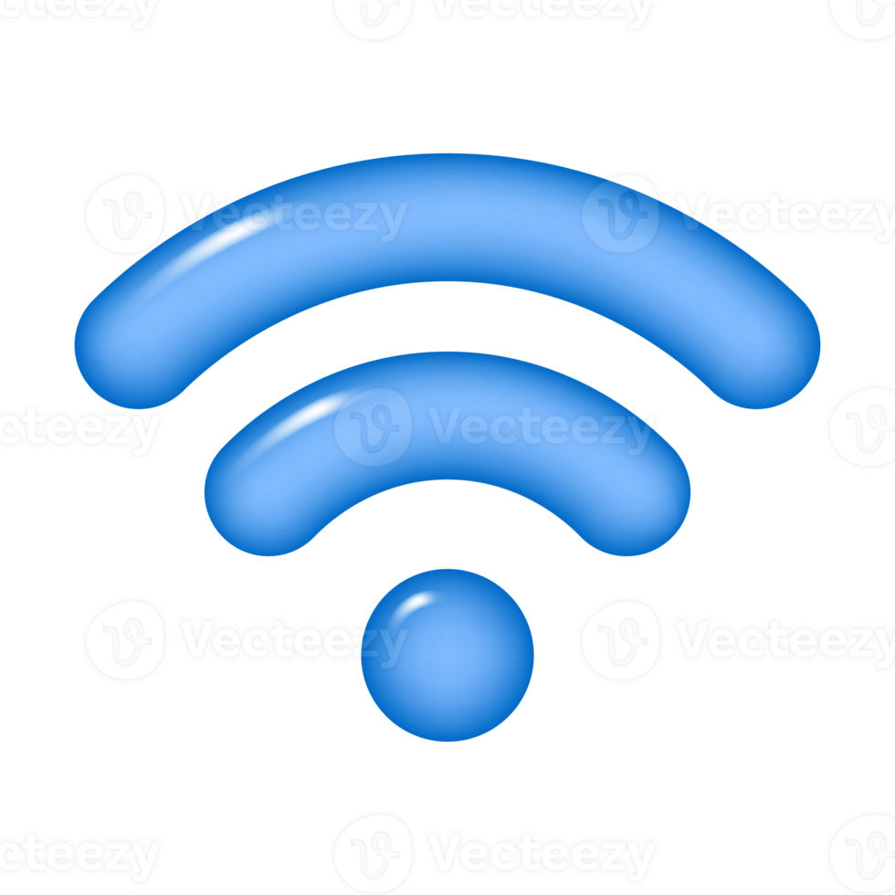 3d WIFI icon, wireless internet sign, isolated on transparent background. PNG