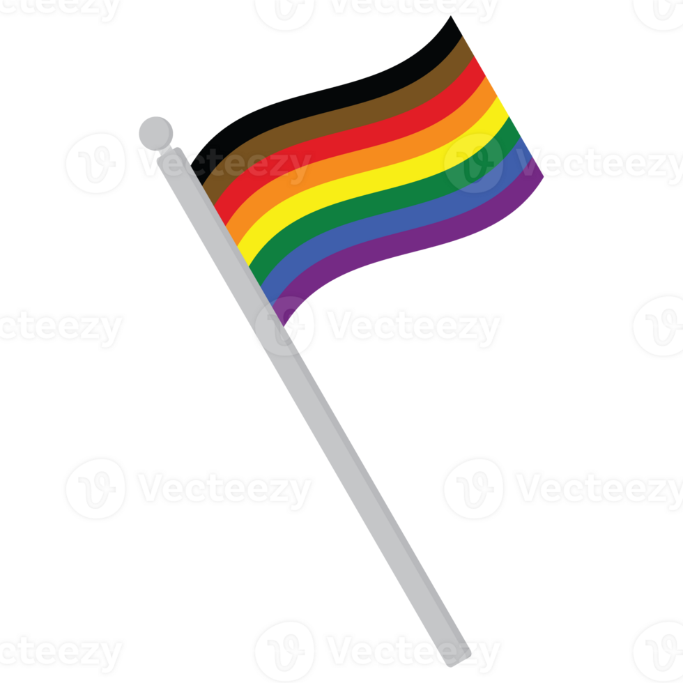 Pride flag on flagpole. LGBT pride flag png