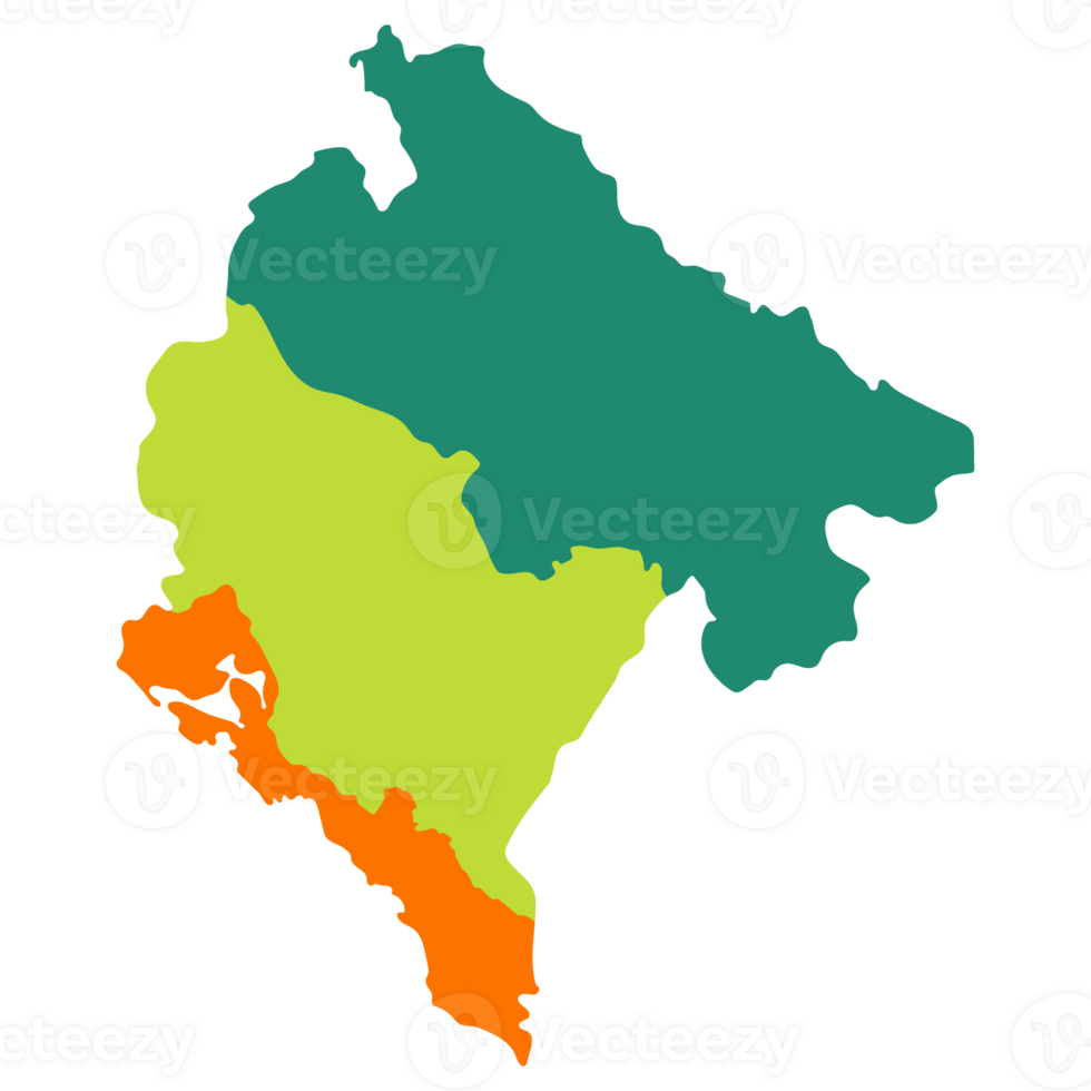 montenegro carta geografica. carta geografica di montenegro nel tre principale regioni nel multicolore png