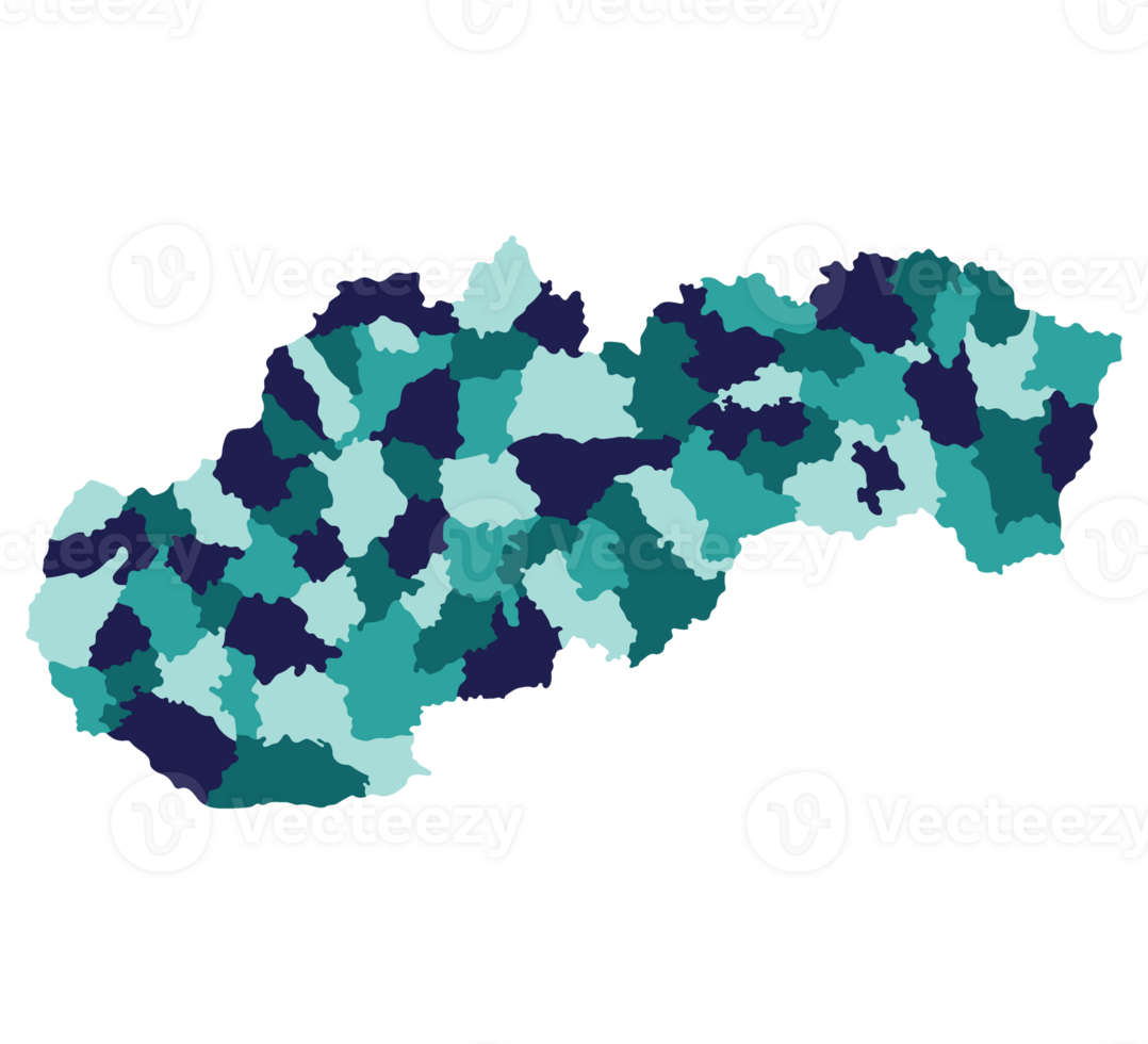 Slovakia map. Map of Slovakia in administrative provinces in multicolor png