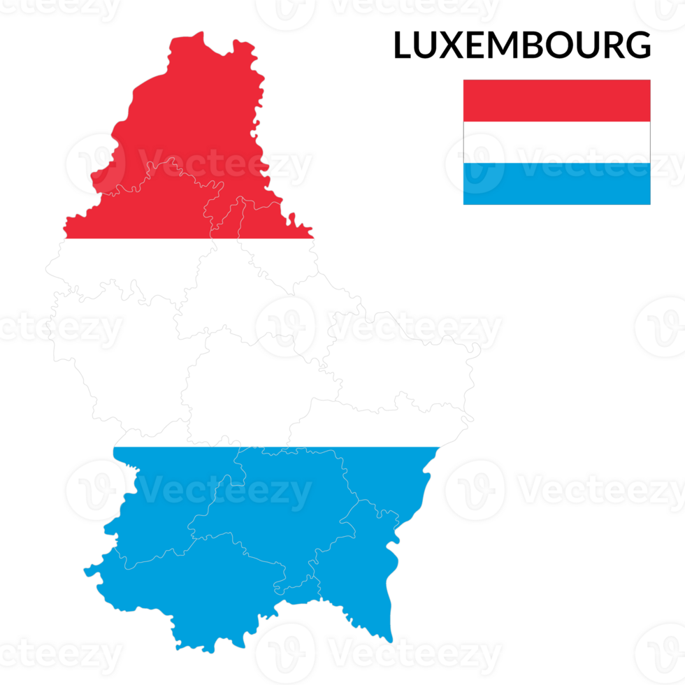 Luxembourg map. Map of Luxembourg with Luxembourg flag png