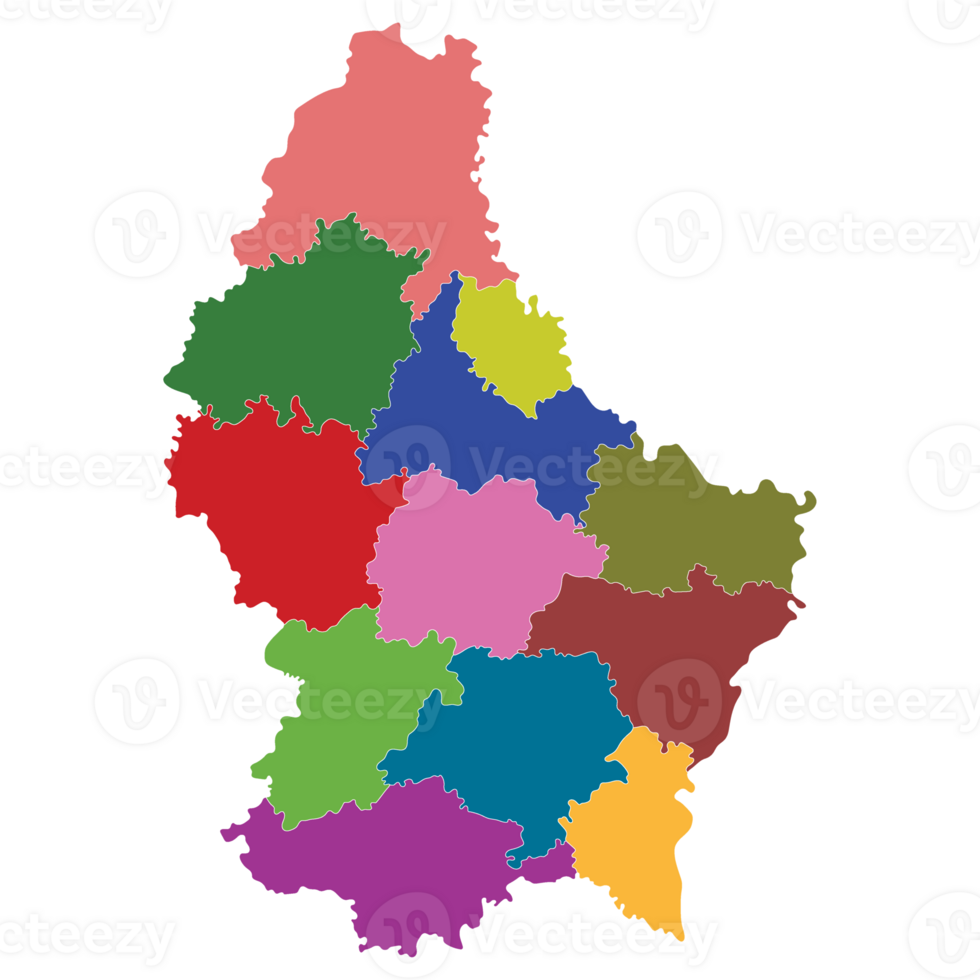 Luxembourg carte. carte de Luxembourg dans administratif les provinces dans multicolore png