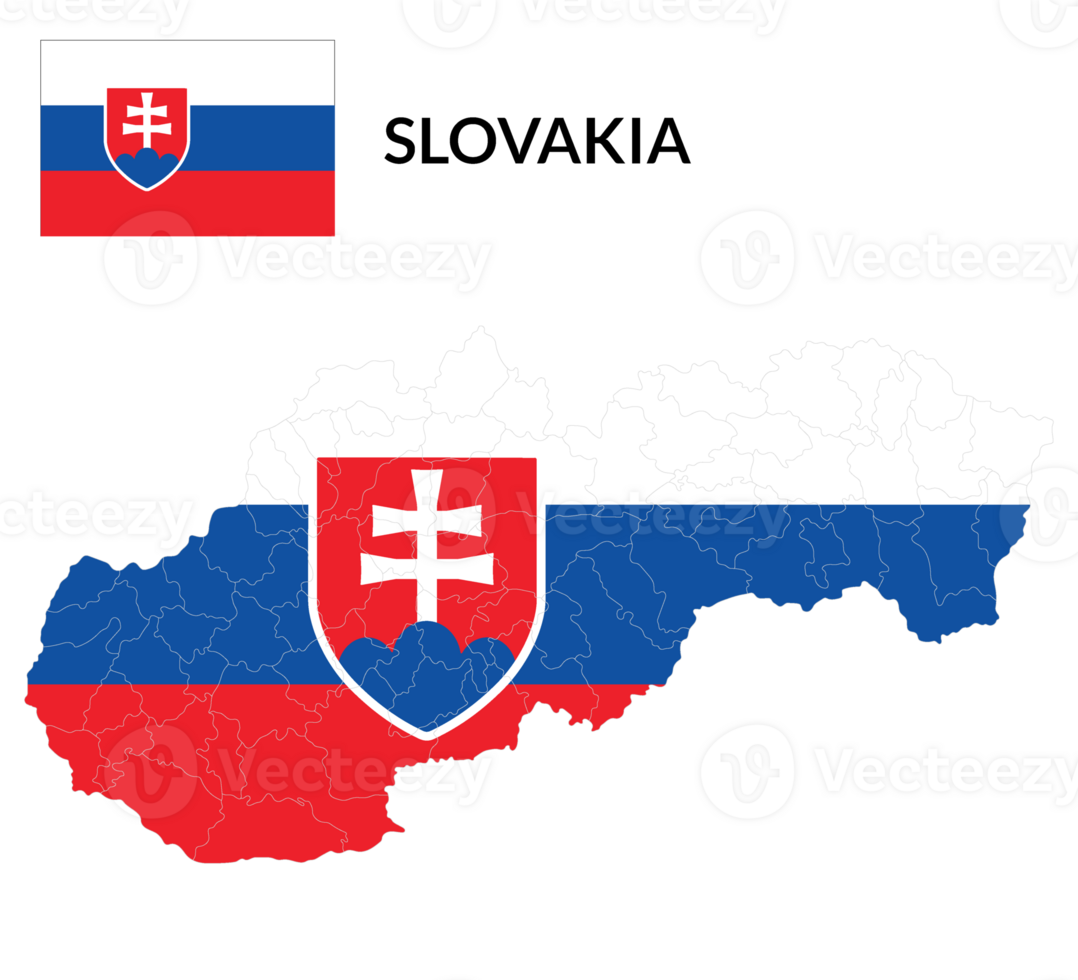 Slovakia map. Map of Slovakia with Slovakia flag png