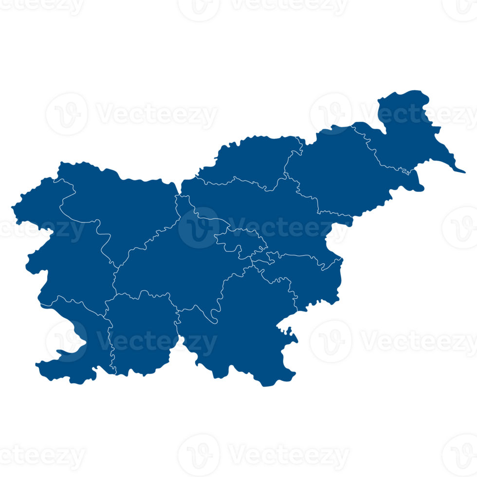 Slovenia map. Map of Slovenia in administrative provinces in blue color png