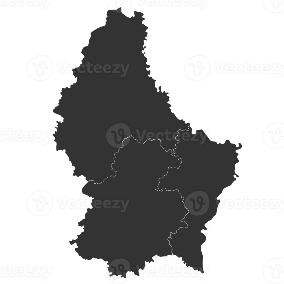 Luxemburgo mapa. mapa de Luxemburgo en Tres red eléctrica regiones en gris color png