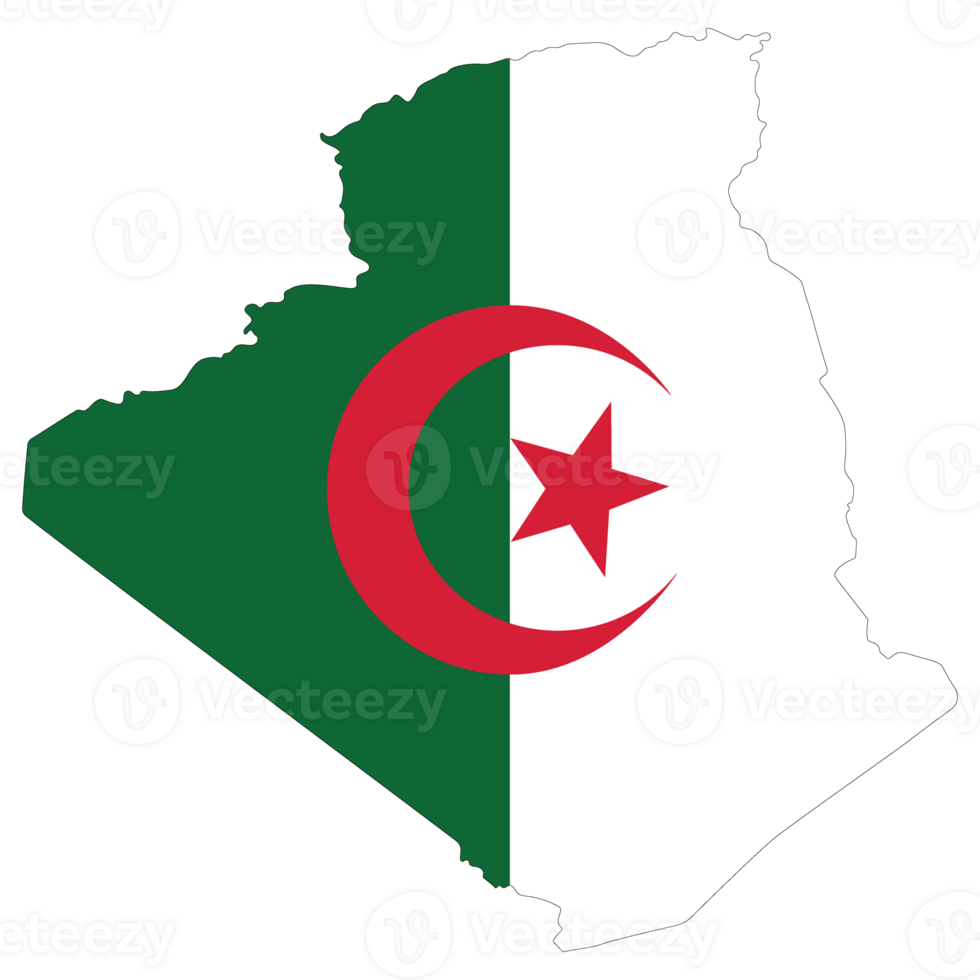 Algeria map. Map of Algeria with Algeria flag png