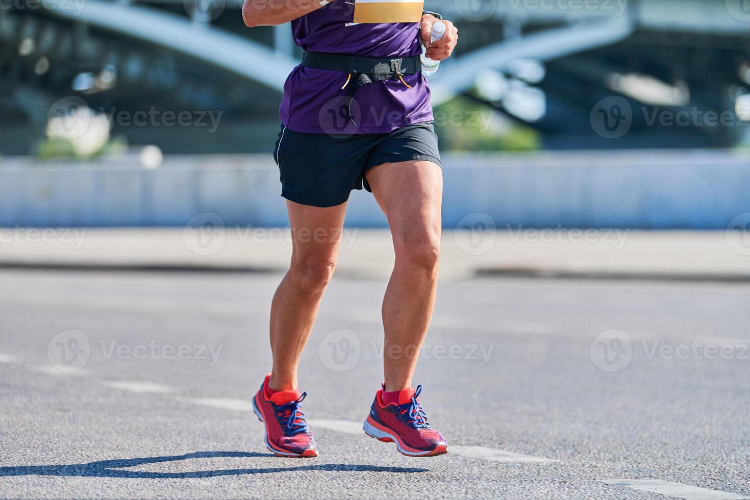 Running woman on road photo