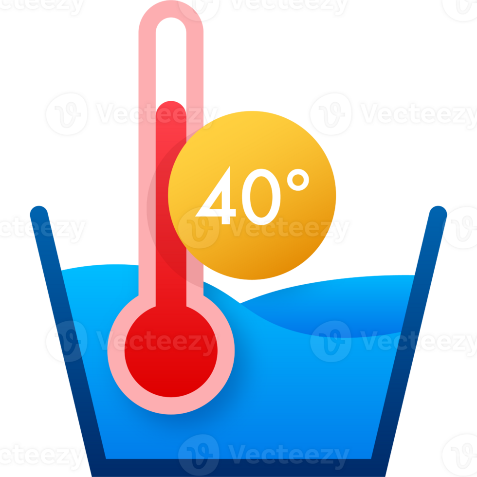 Temperature of water. Temperature washing icon with thermometer png