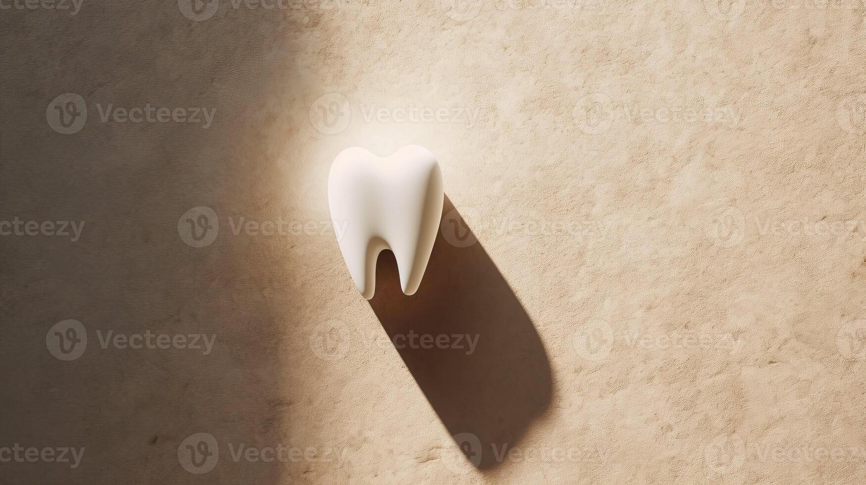 ai generado humano diente en contra Roca beige antecedentes con sombra emitir por fuerte ligero foto