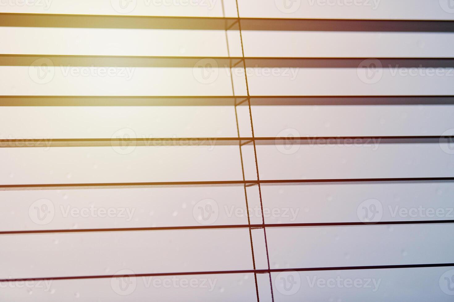 Office blinds. Modern wooden jalousie. Office meeting room lighting range control. photo