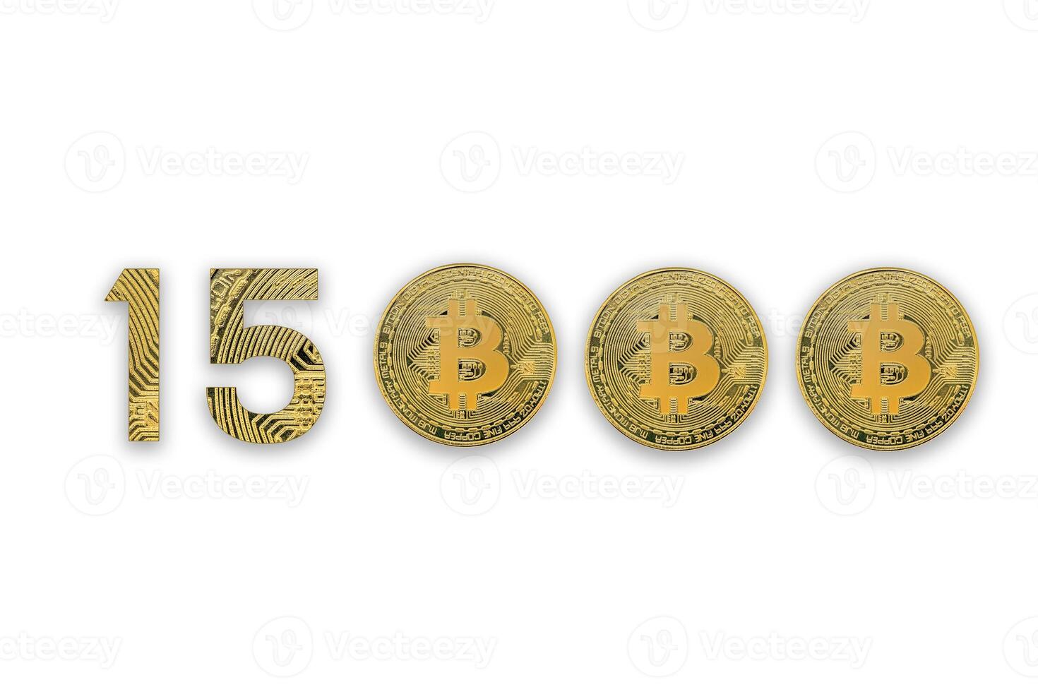 15000 bitcoin exchange rate, isolated. Crypto currency style for design. photo