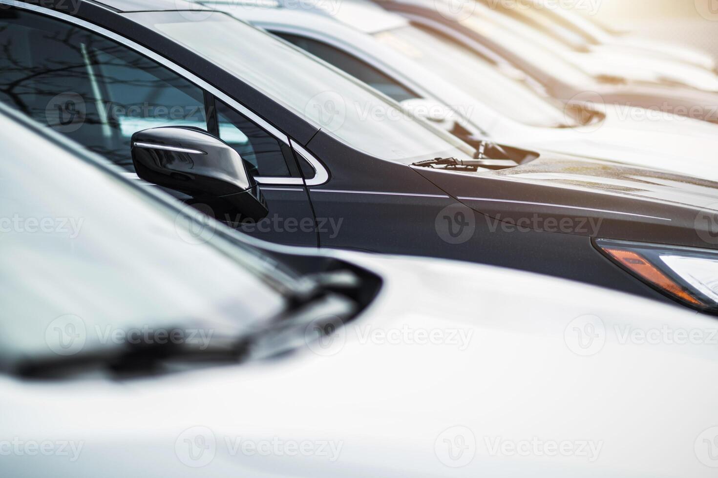 New and Pre Owned Vehicles in Dealership Stock photo