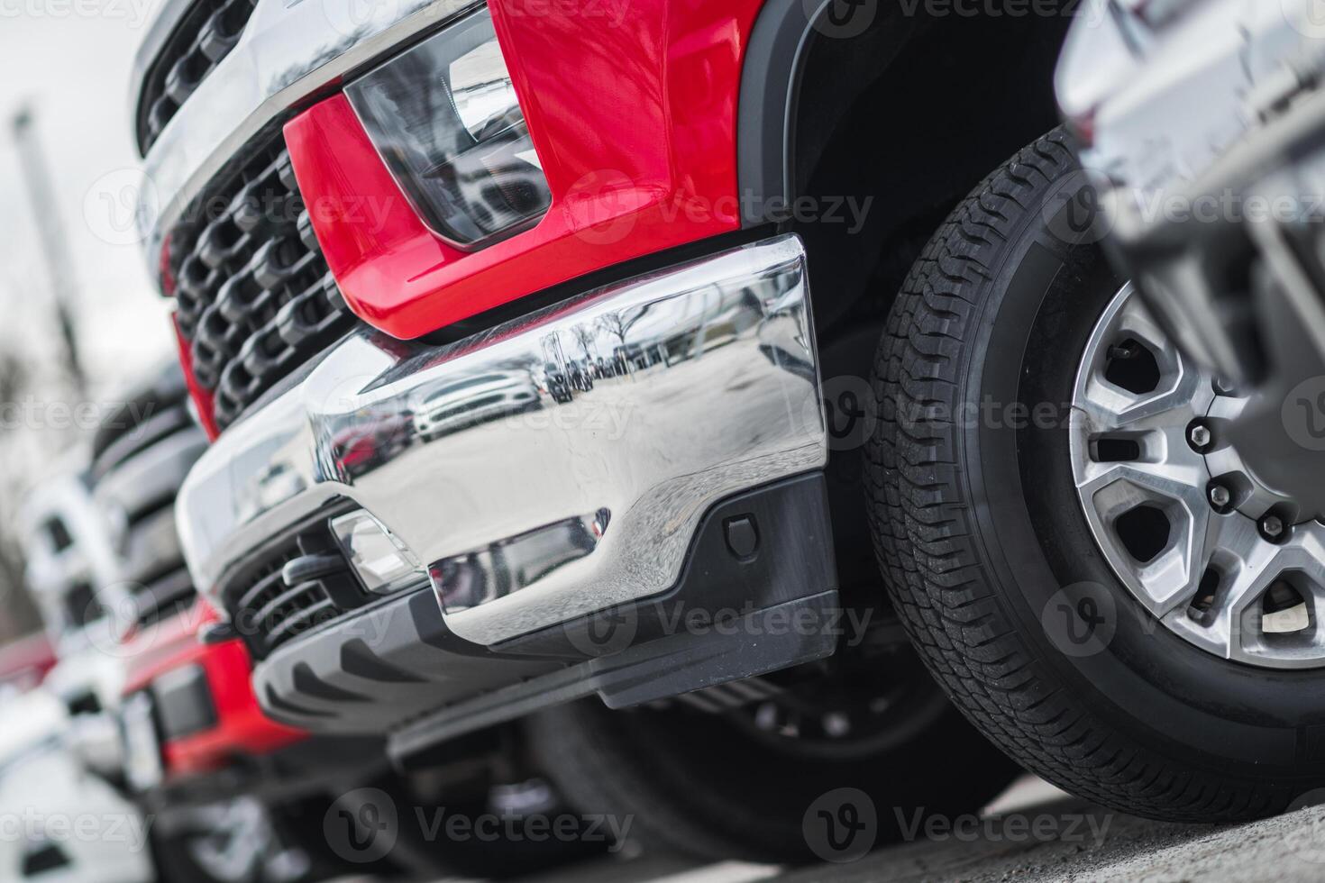 Pickup Trucks Dealership Inventory Close Up photo