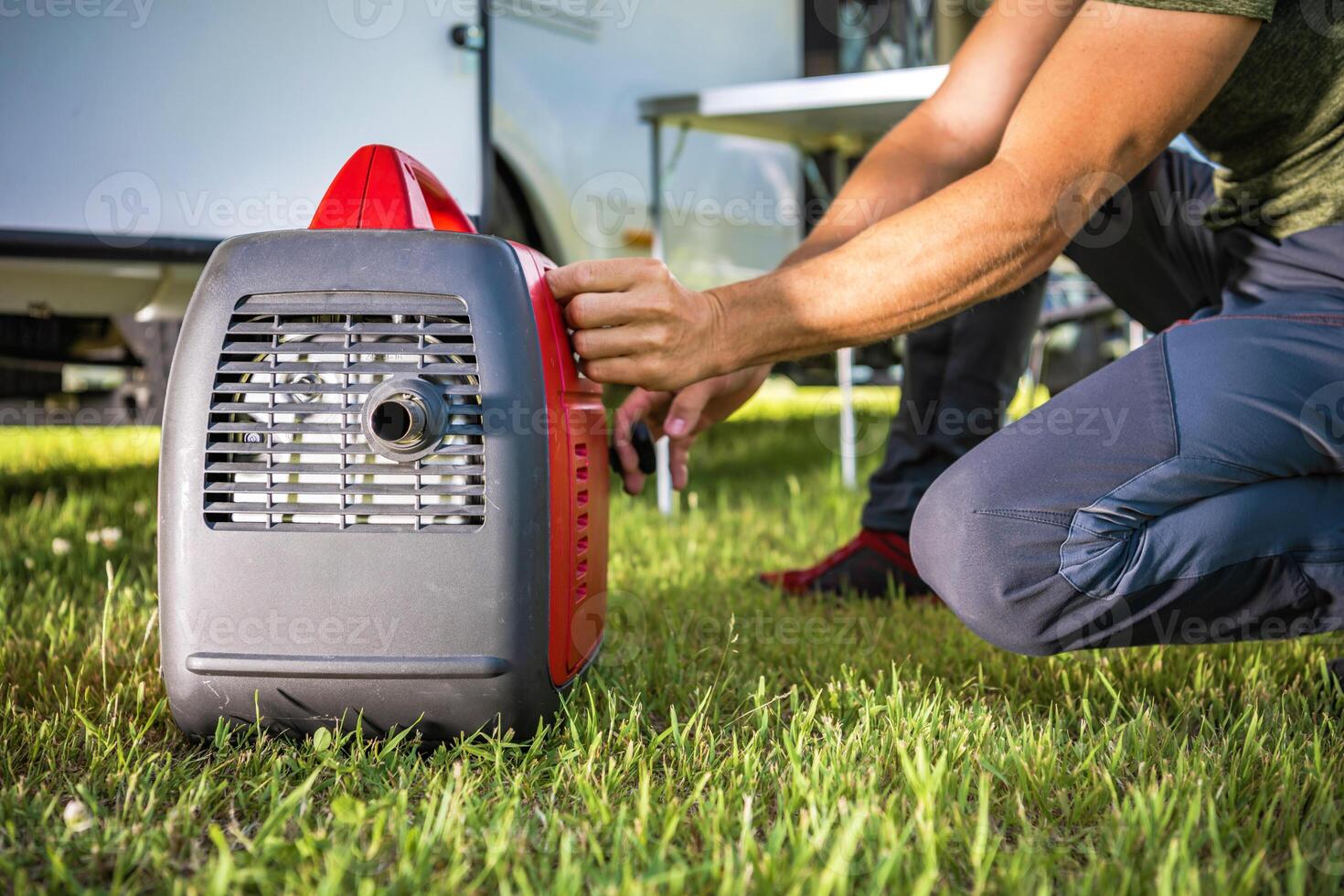 Portable Electricity Generator on a Camping photo