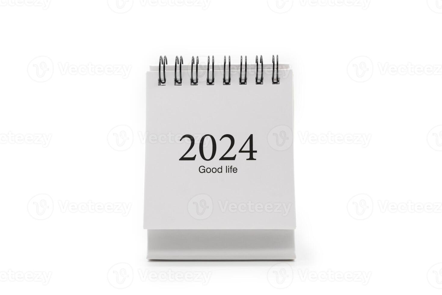 2024 Year Calendar isolated on white background. Happy New Year, Goals, Plan, Action, Mission and financial Concept. photo