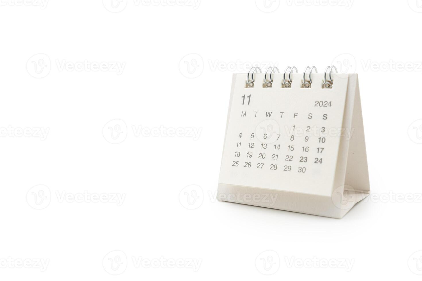 Simple desk calendar for November 2024 isolated on white background. Calendar concept with copy space. Clipping Path. photo