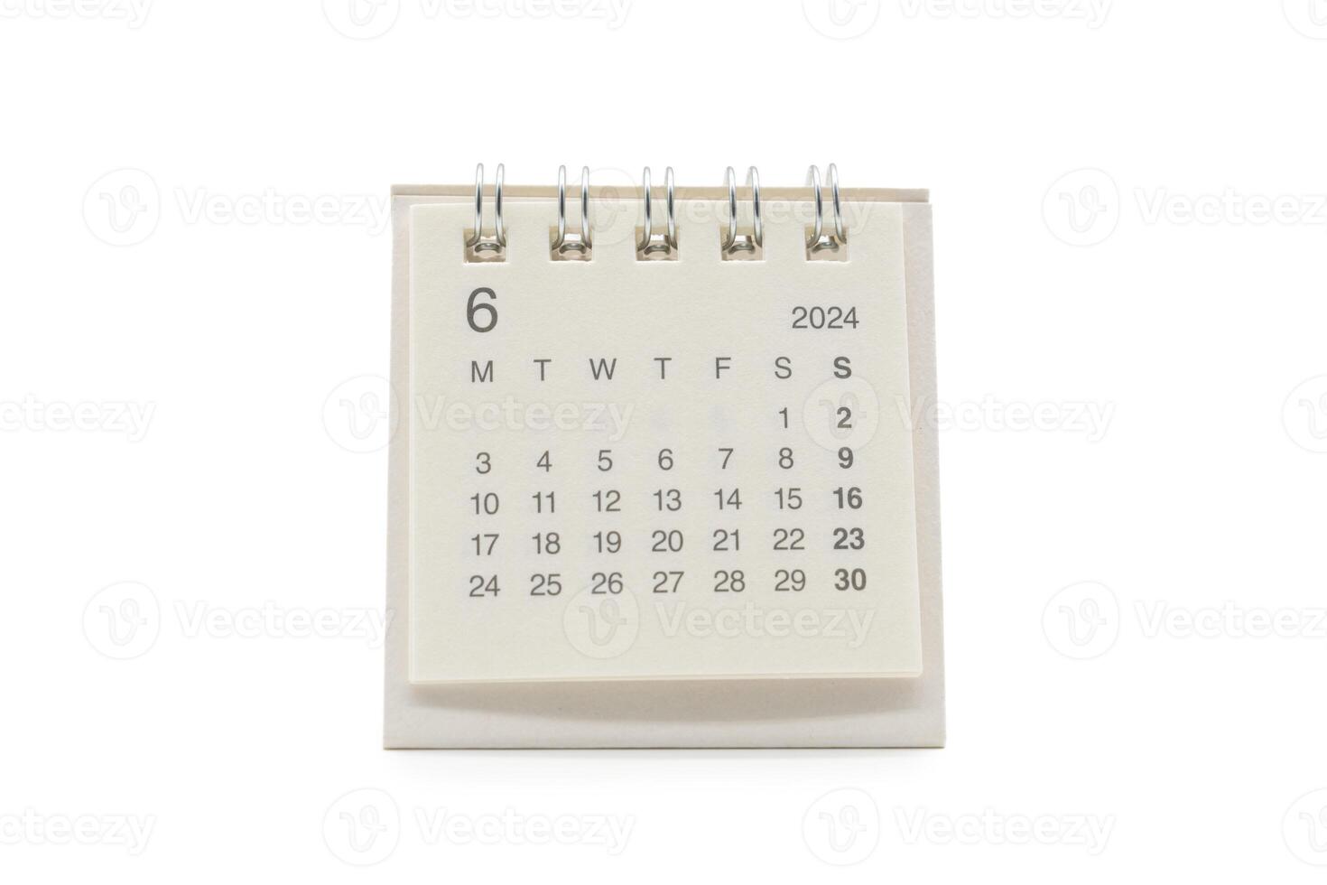 Simple desk calendar for June 2024 isolated on white background. Calendar concept with copy space. Clipping Path. photo