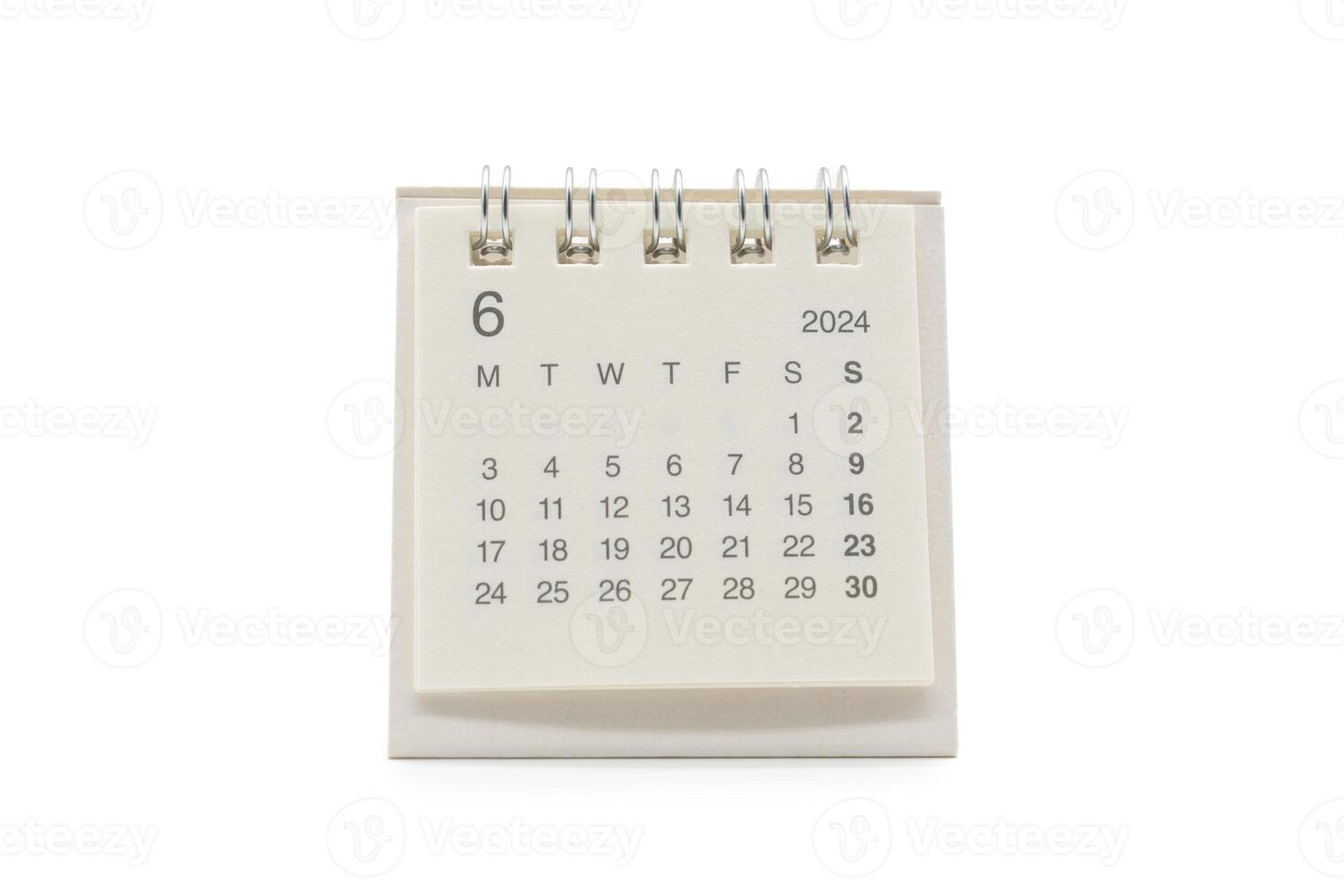 Simple desk calendar for June 2024 isolated on white background. Calendar concept with copy space. Clipping Path. photo