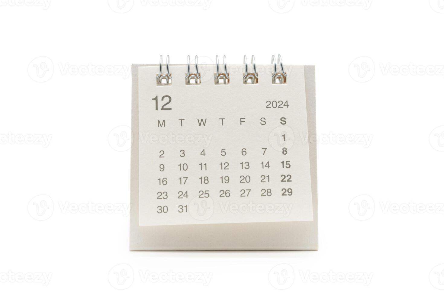 Simple desk calendar for December 2024 isolated on white background. Calendar concept with copy space. Clipping Path. photo