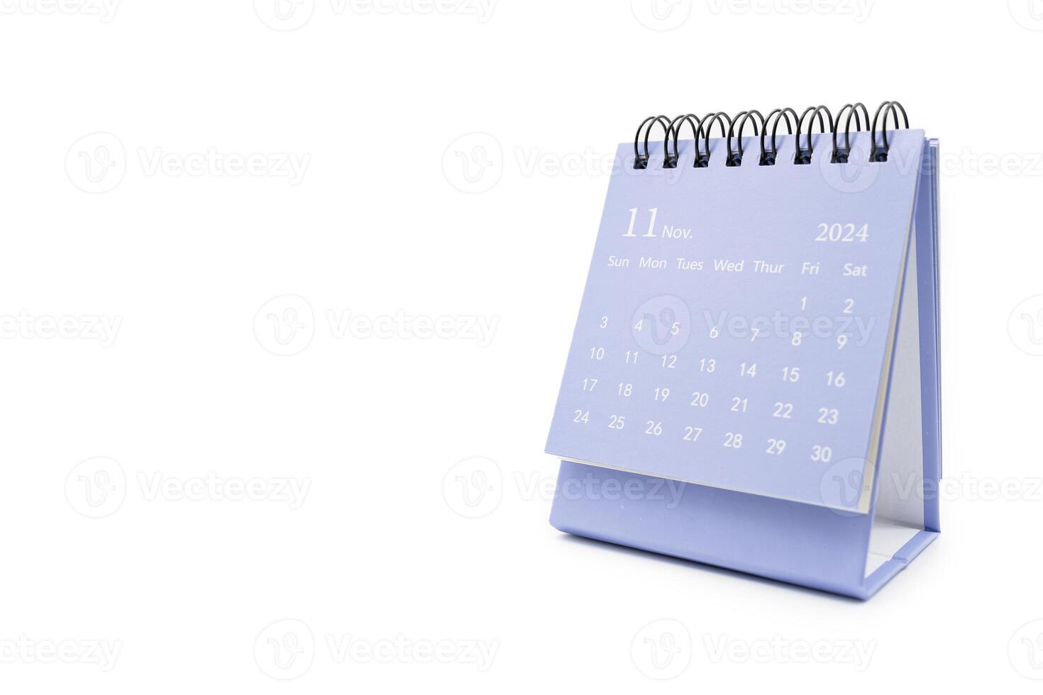 Simple desk calendar for November 2024 isolated on white background. Calendar concept with copy space. photo