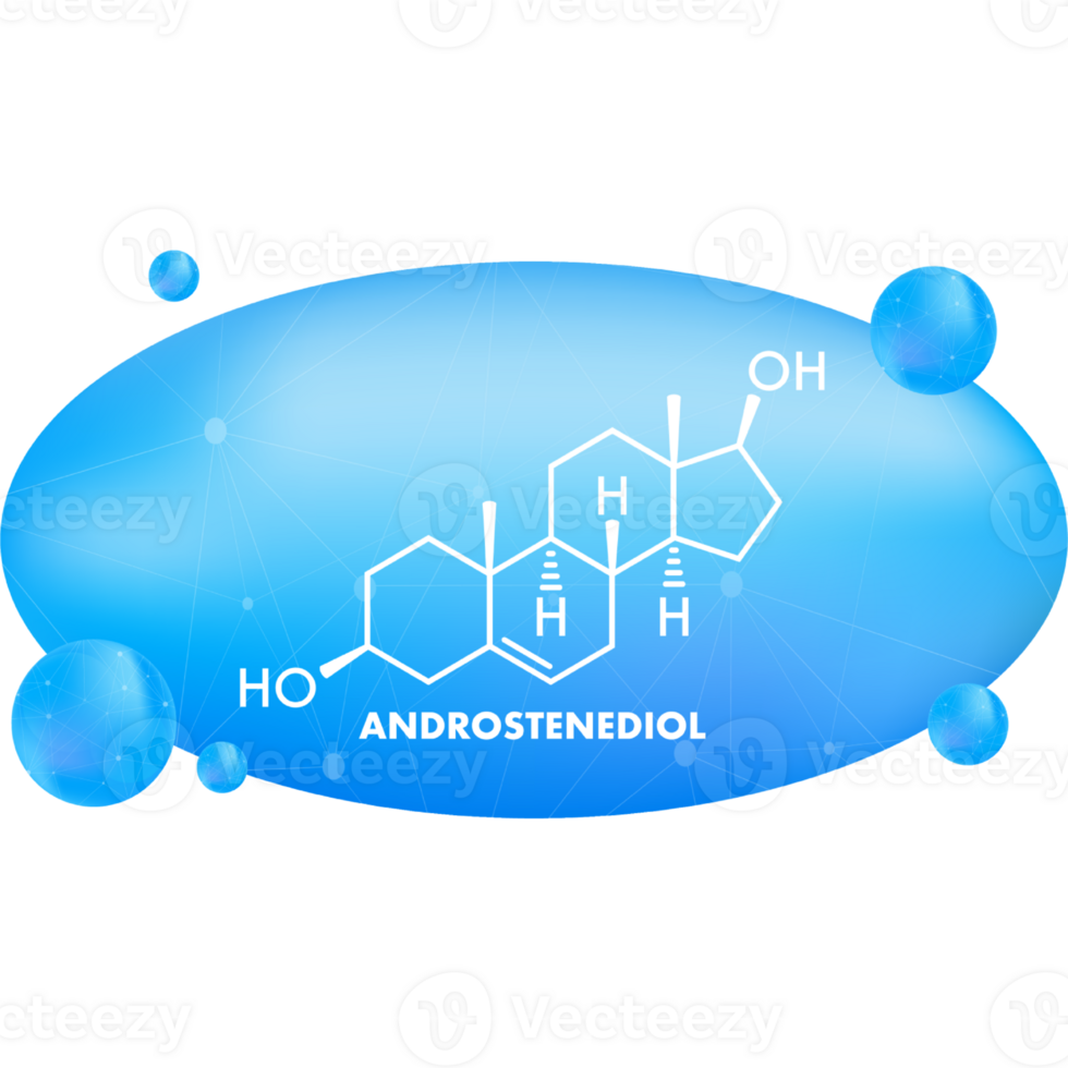 Illustration with androstenediol formula. Structural chemical formula. png