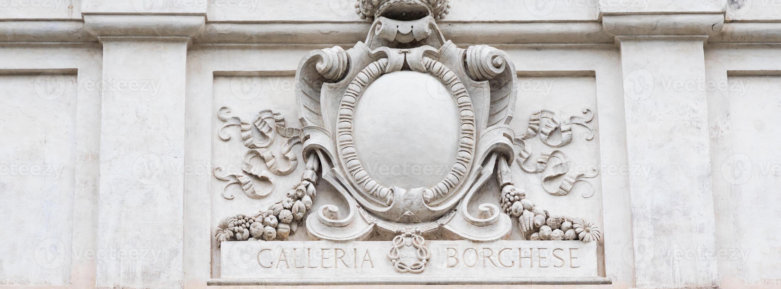 Rome, Italy - Galleria Borghese - Borghese Gallery building - symbol above the entrance photo